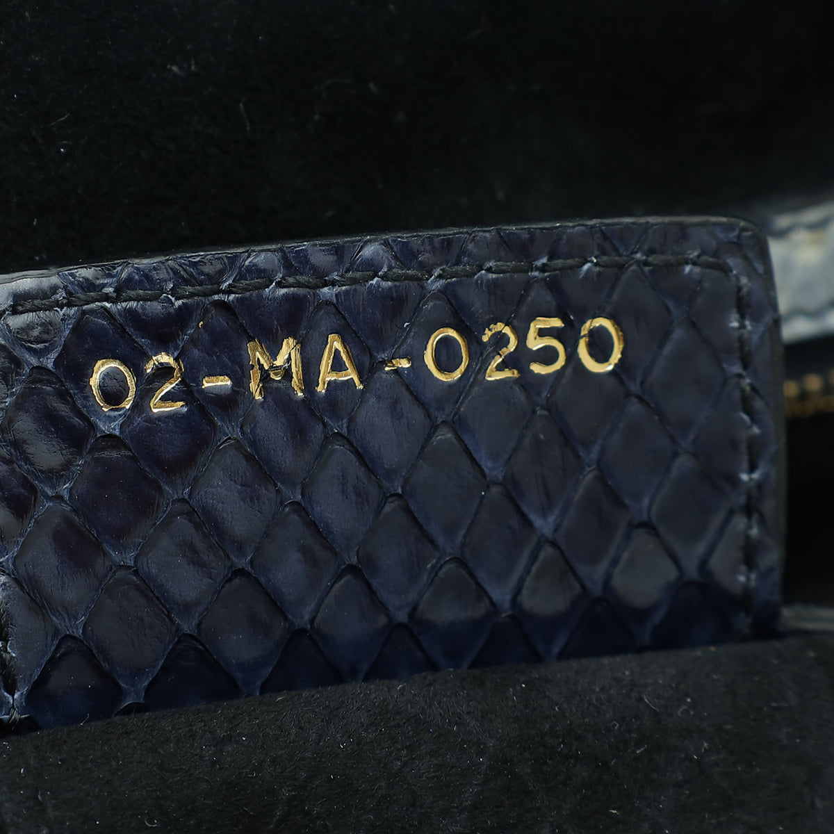 Christian Dior Navy Blue Python Saddle Medium Bag