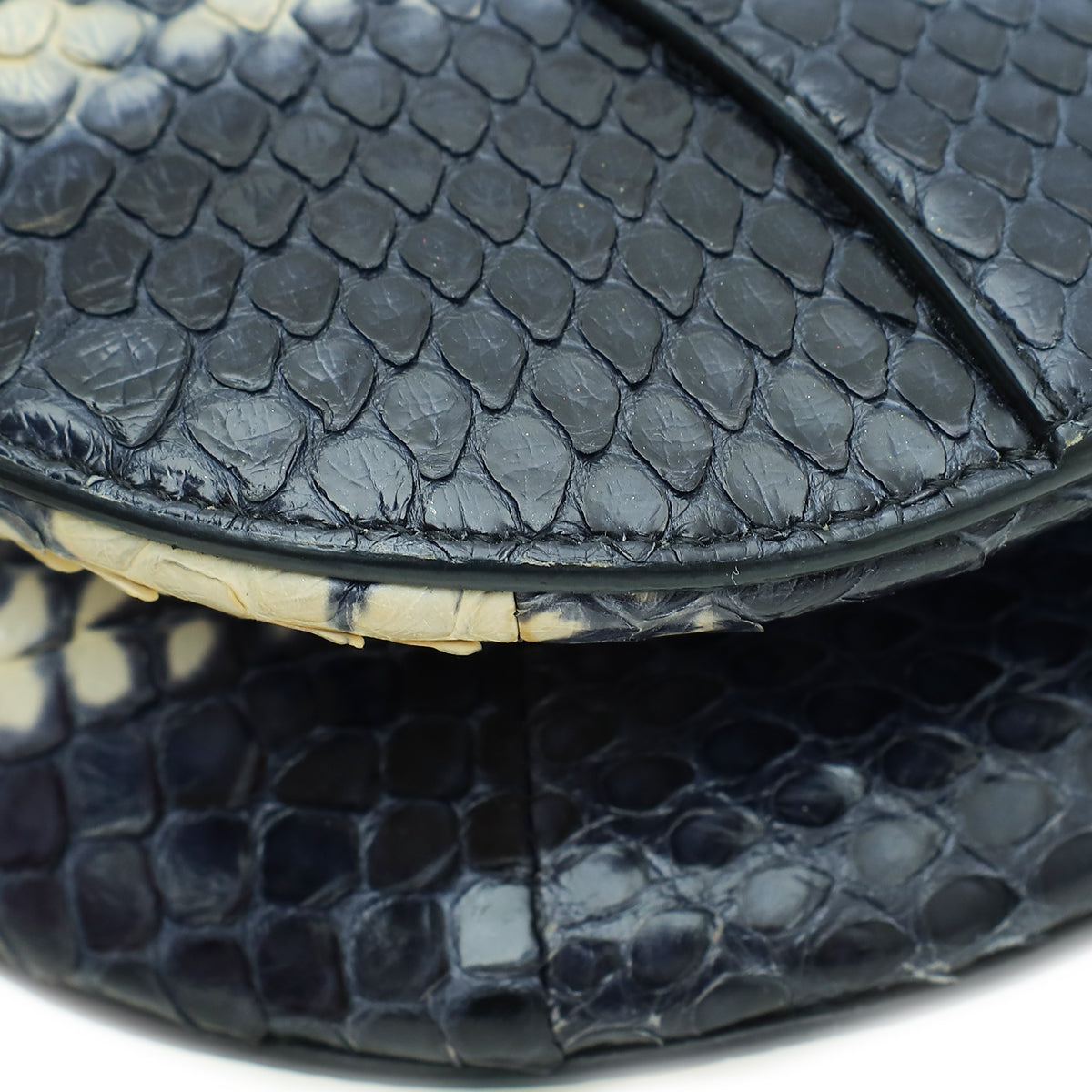 Christian Dior Navy Blue Python Saddle Medium Bag