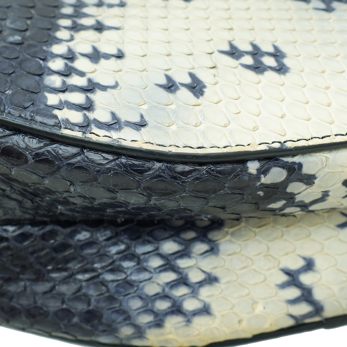 Christian Dior Navy Blue Python Saddle Medium Bag