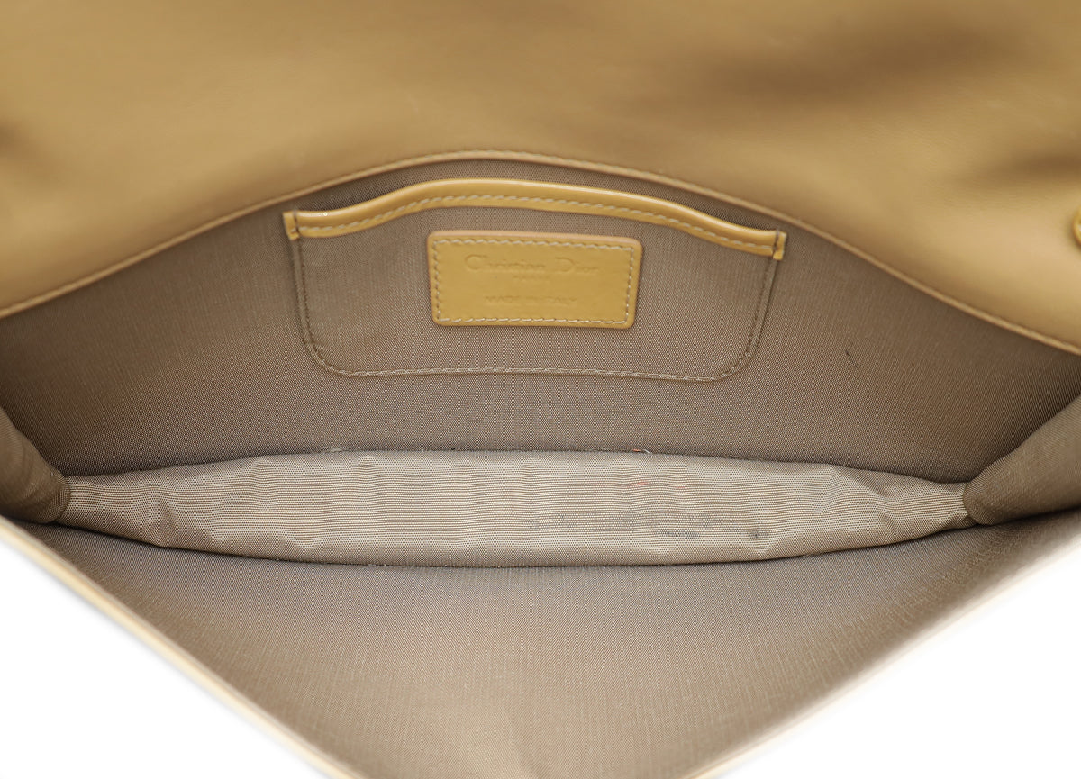 Christian Dior Beige Lady Dior Convertible Chain Clutch Bag