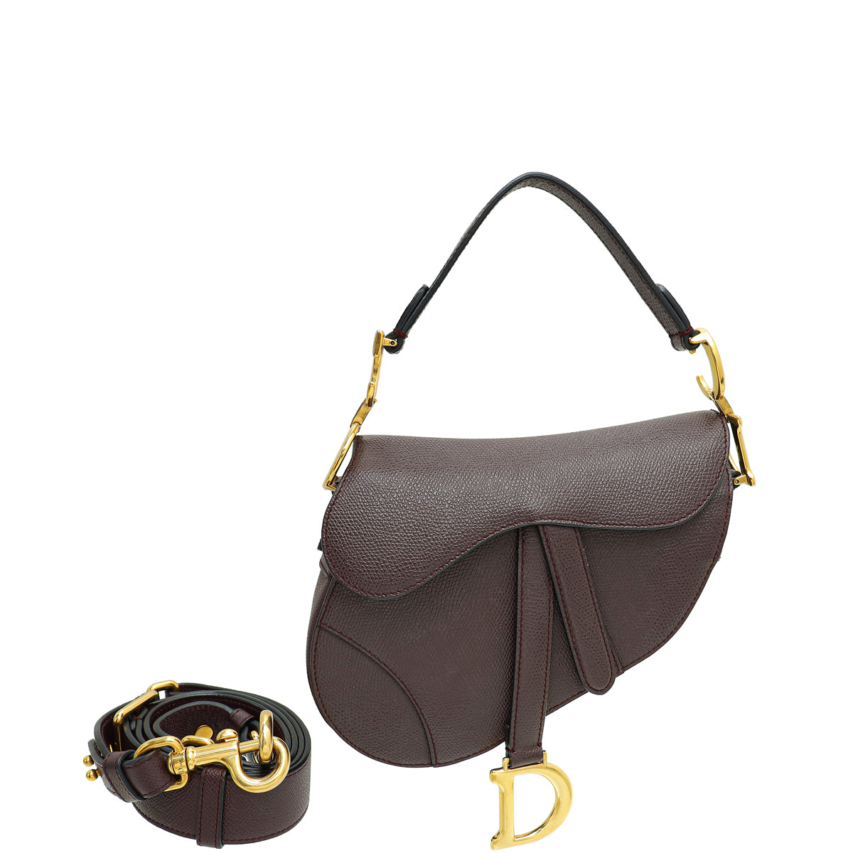 Christian Dior Burgundy Mini Saddle Bag w/Strap