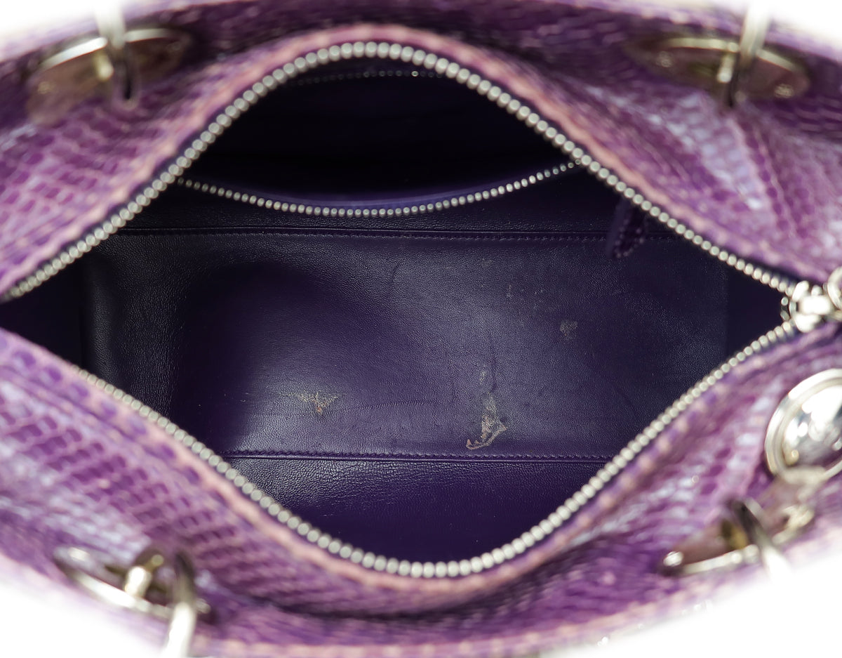 Christian Dior Violet Python Lady Dior Medium Bag