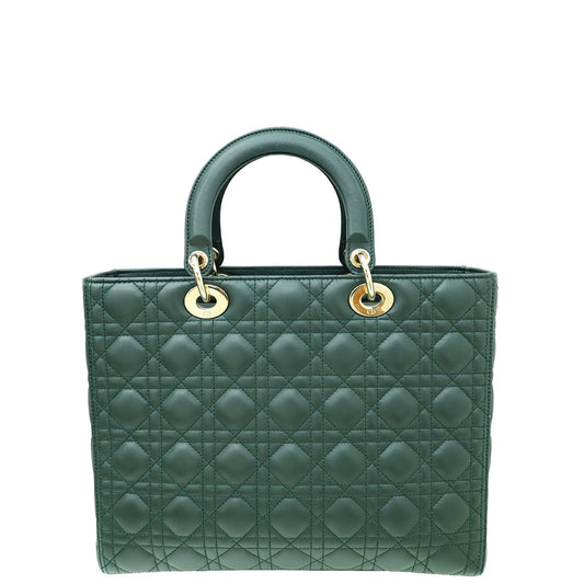 Christian Dior Dark Green Lady Dior Large Bag