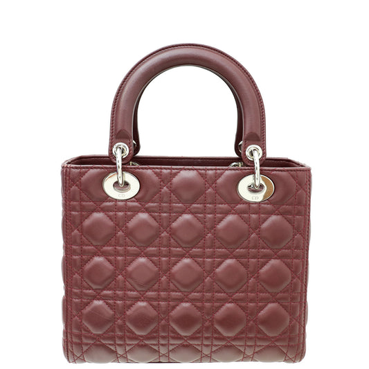 Christian Dior Burgundy Lady Dior Medium Bag