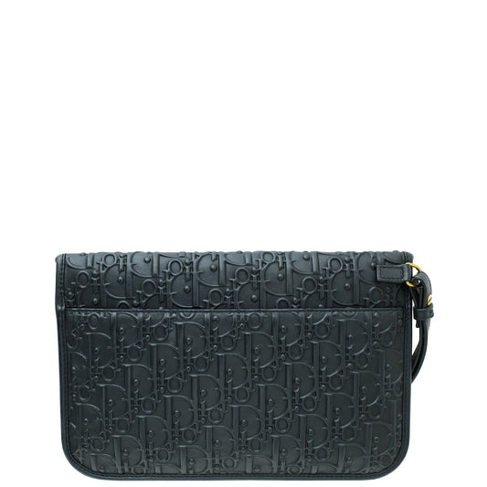 Christian Dior Black Oblique Embossed Wristlet Flap Pouch