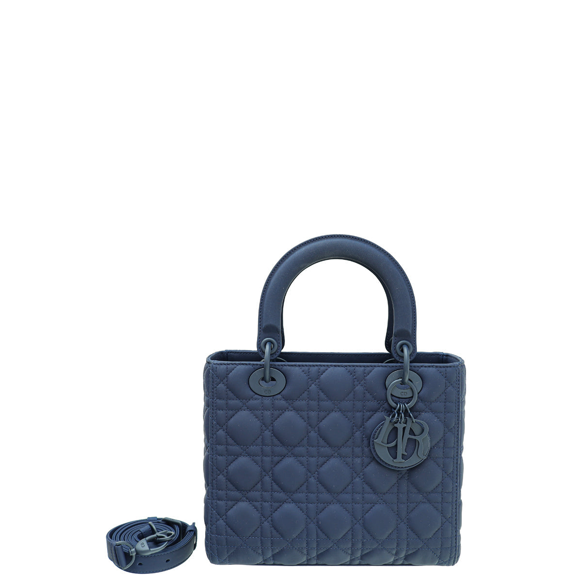 Christian Dior Blue Ultramatte Cannage Lady Dior Medium Bag