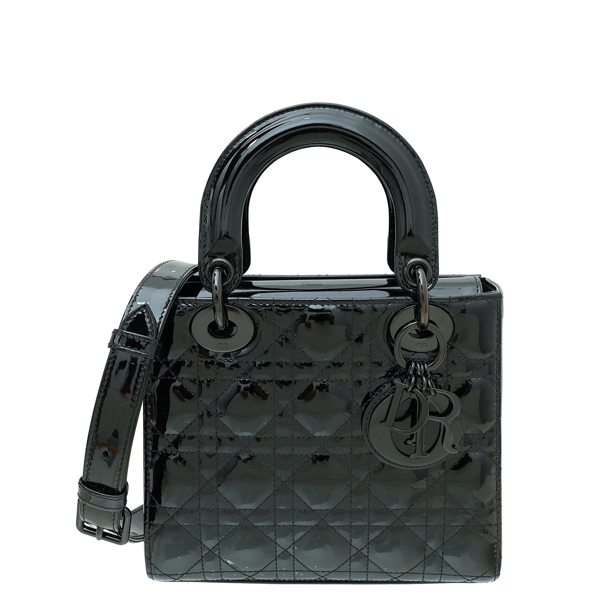 Christian Dior Black Lady Dior Ultra Glossy Small Bag