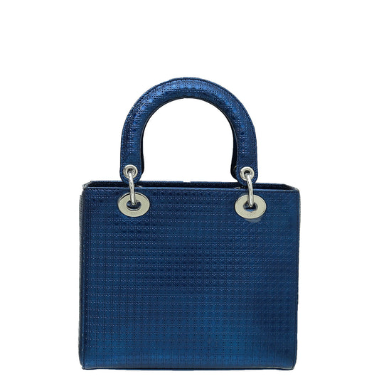 Christian Dior Blue Lady Dior Micro Cannage Medium Bag