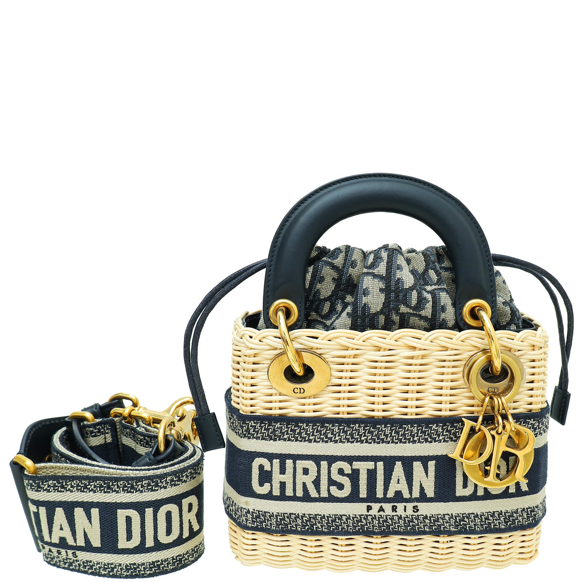 Christian Dior Bicolor Wicker Jacquard Mini Lady Dior Bag