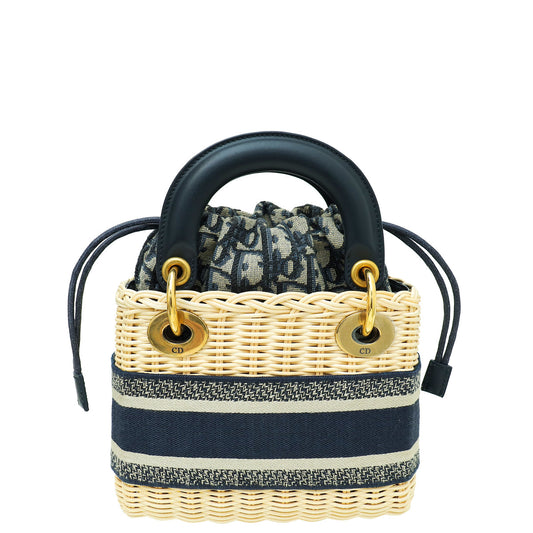 Christian Dior Bicolor Wicker Jacquard Mini Lady Dior Bag