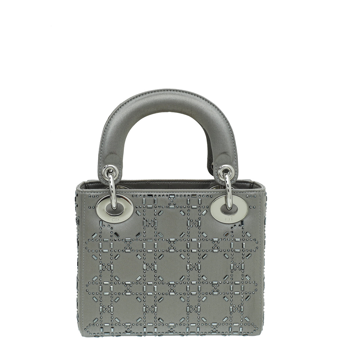 Christian Dior Grey Satin Lady Dior Strass Cannage Mini Bag