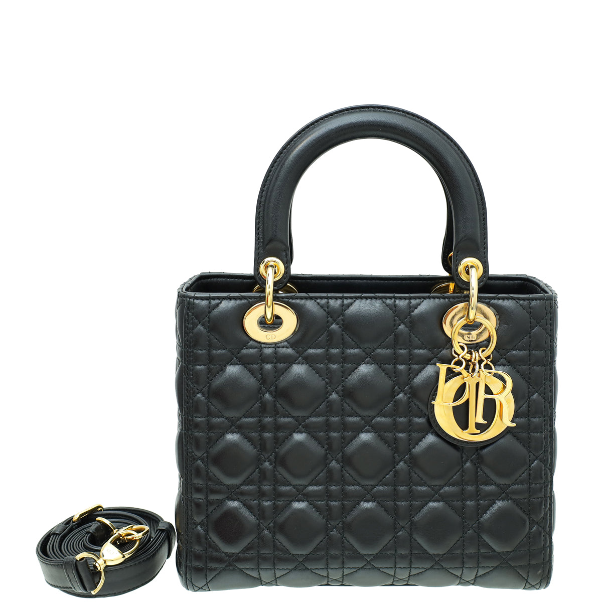 Christian Dior Black Lady Dior Medium Bag