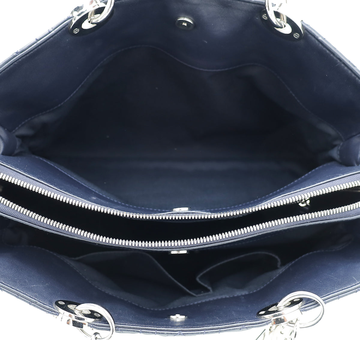 Christian Dior Navy Blue Lady Dior Soft Tote Large Bag