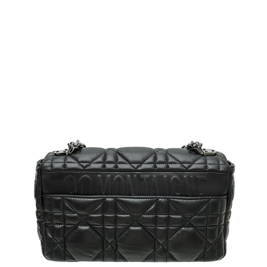 Christian Dior Black Caro Macrocannage Quilted Medium Bag