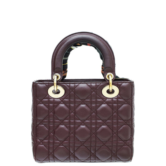 Christian Dior Burgundy My ABCDior Lady Dior Small Bag w/Twilly