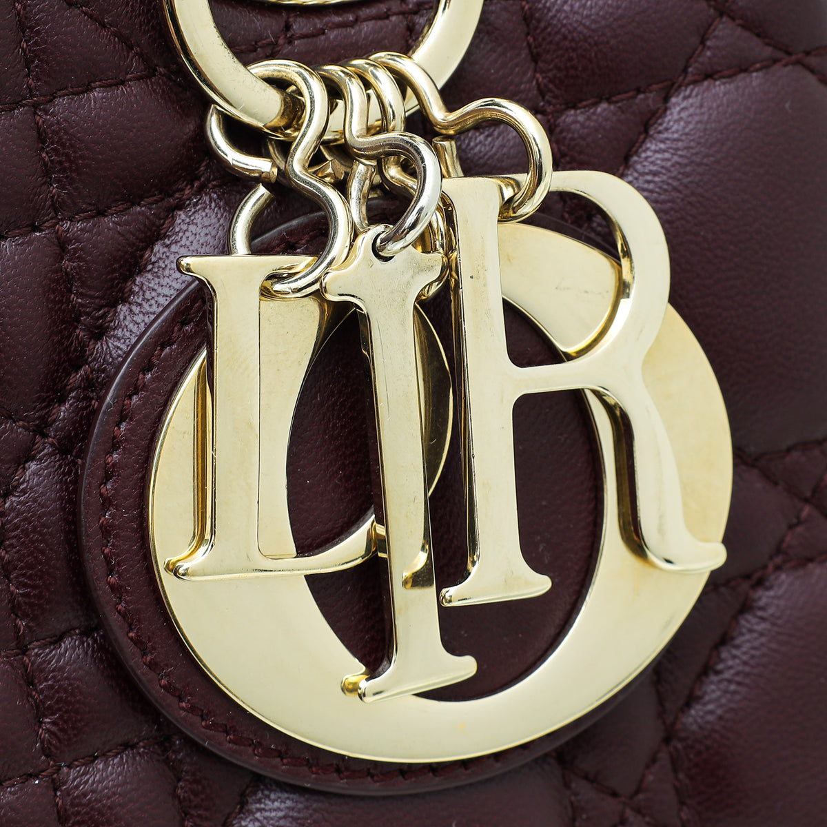 Christian Dior Burgundy My ABCDior Lady Dior Small Bag w/Twilly