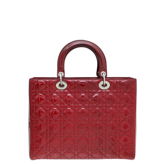 Christian Dior Red Lady Dior Large Bag