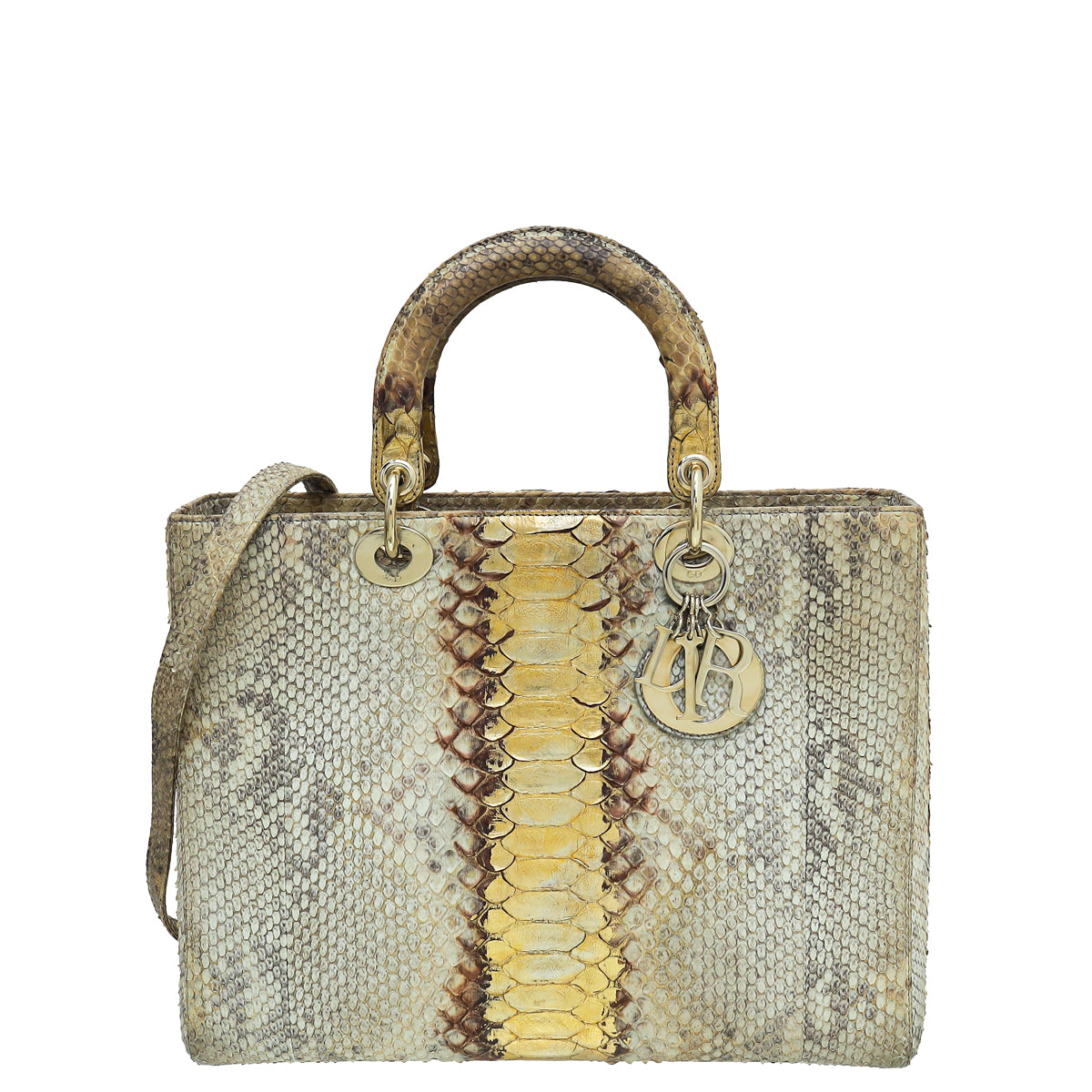 Christian Dior Bicolor Python Ombre Lady Dior Large Bag