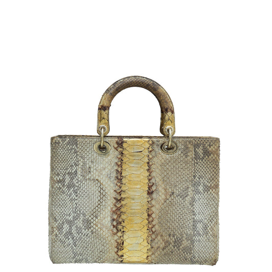 Christian Dior Bicolor Python Ombre Lady Dior Large Bag