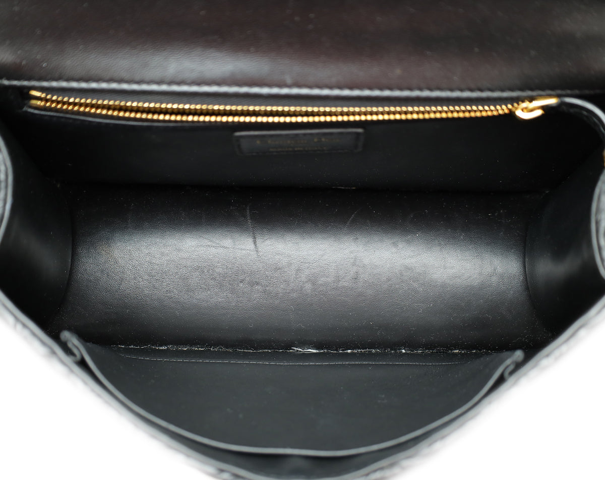 Christian Dior Black 30 Montaigne Wavy-Effect Flap Shoulder Bag