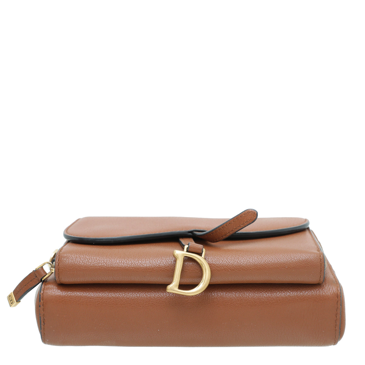 Christian Dior Tan Goatskin Double Saddle Strap Pouch