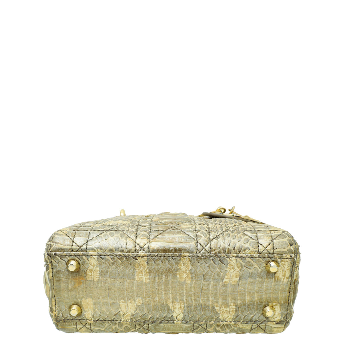 Christian Dior Golden Beige Python Lady Dior Mini Chain Bag W/ Twilly