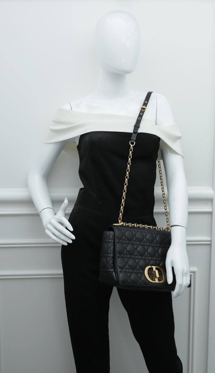 Christian Dior Black Soft Cannage Caro Large Bag