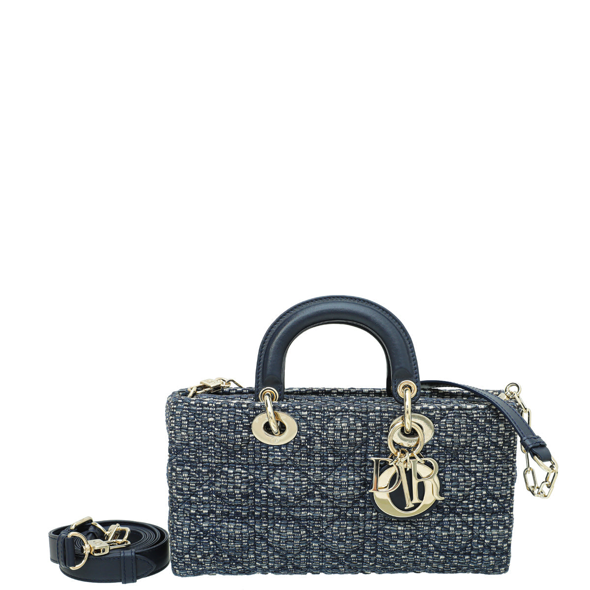 Christian Dior Blue Tweed Cannage Lady D-Joy Bag