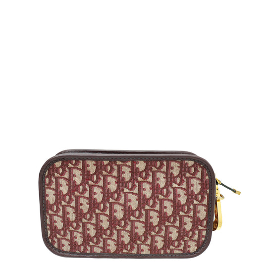 Christian Dior Burgundy Oblique Diorquake Clutch Pouch