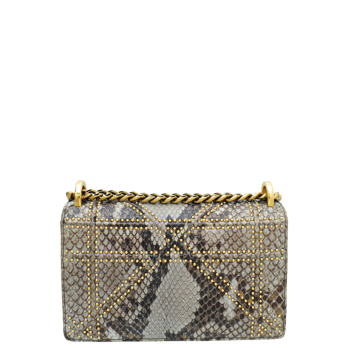 Christian Dior Grey Python Diorama Studs Small Bag