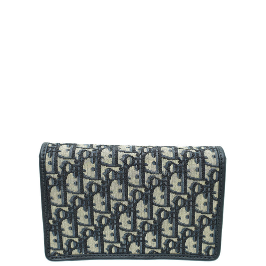 Christian Dior Navy Blue Oblique DiorAddict Wallet On Chain Clutch