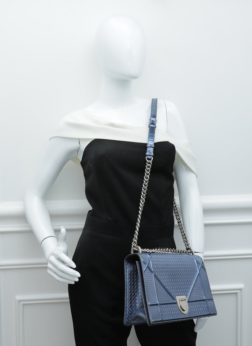 Christian Dior Blue Diorama Micro Cannage Medium Bag