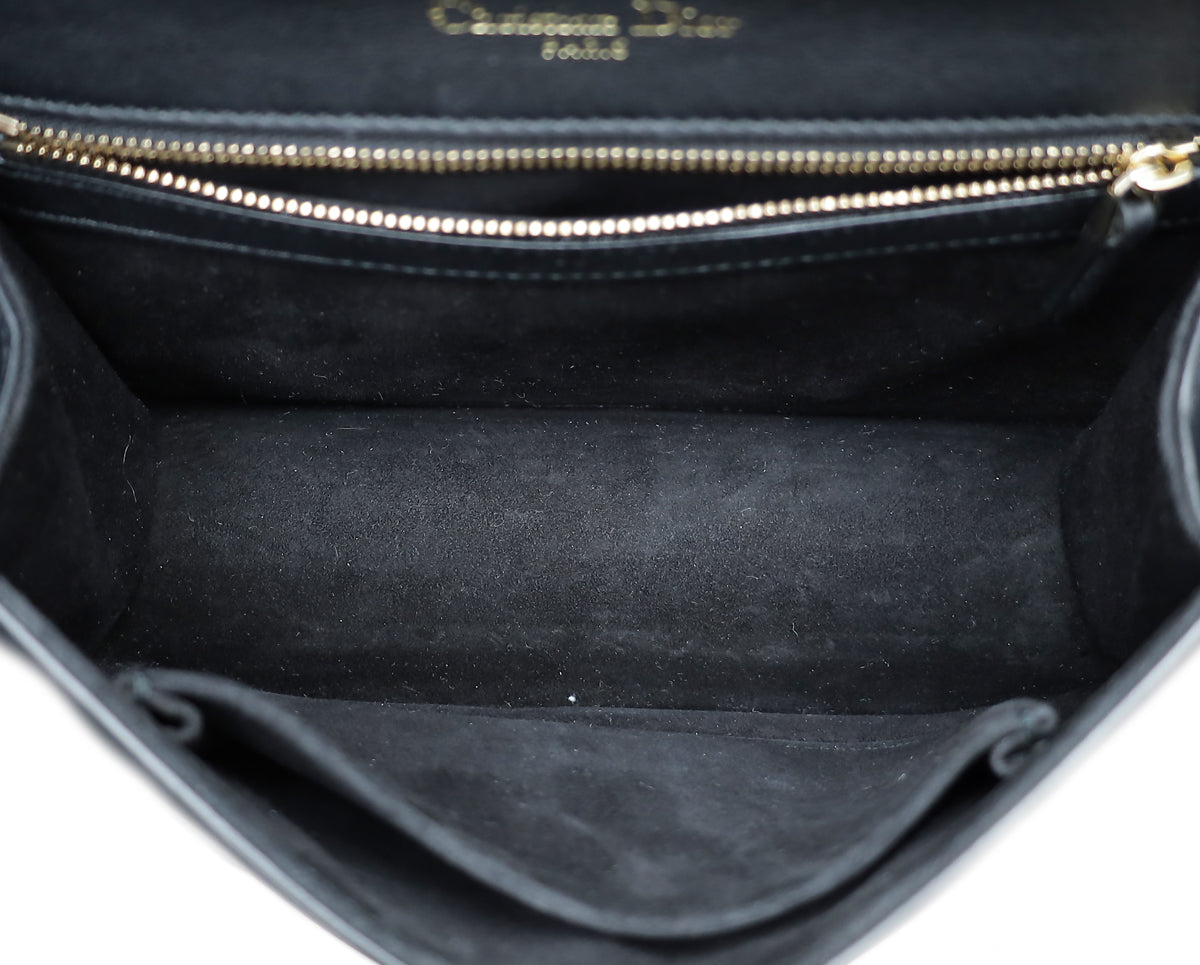 Christian Dior Black Embroidered Diorama Flap Small Bag