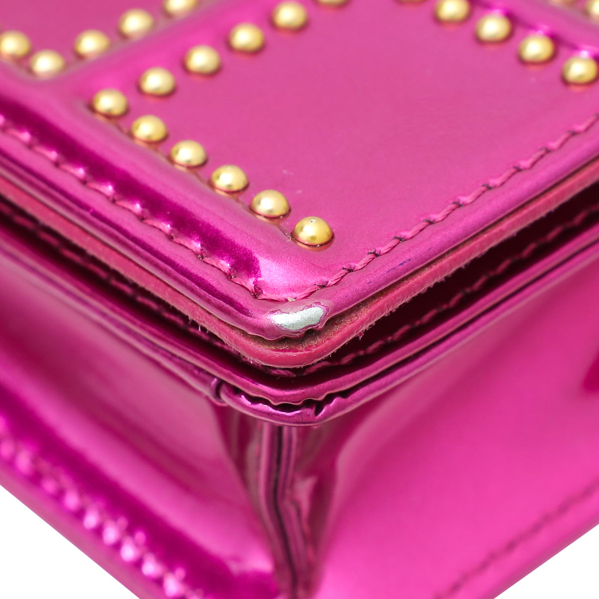 Christian Dior Fuchsia Studded Diorama Wallet on Chain