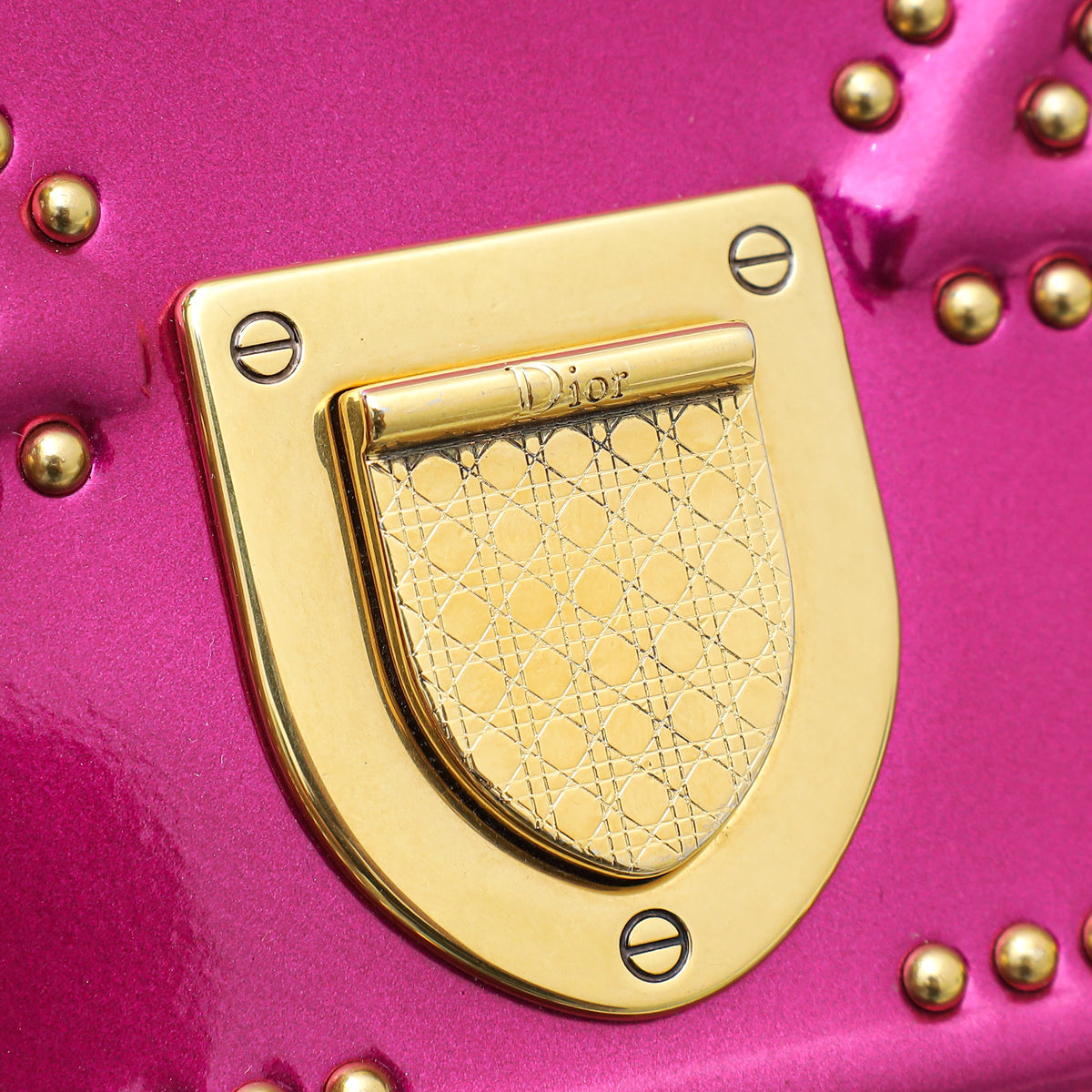 Christian Dior Fuchsia Studded Diorama Wallet on Chain