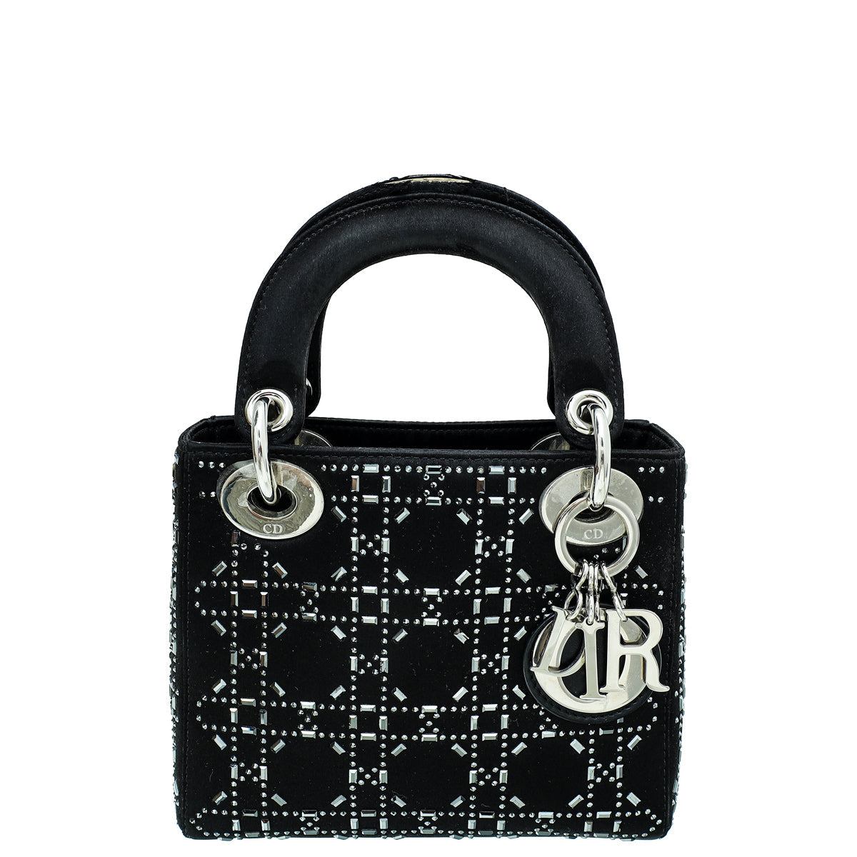 Christian Dior Black Satin Lady Dior Mini Bag