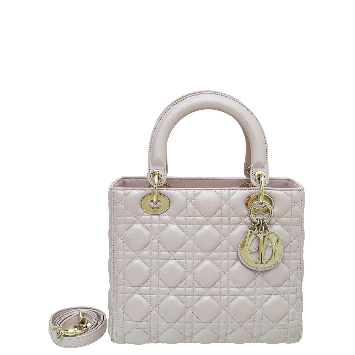 Christian Dior Light Pink Lady Dior Lambskin Medium Bag