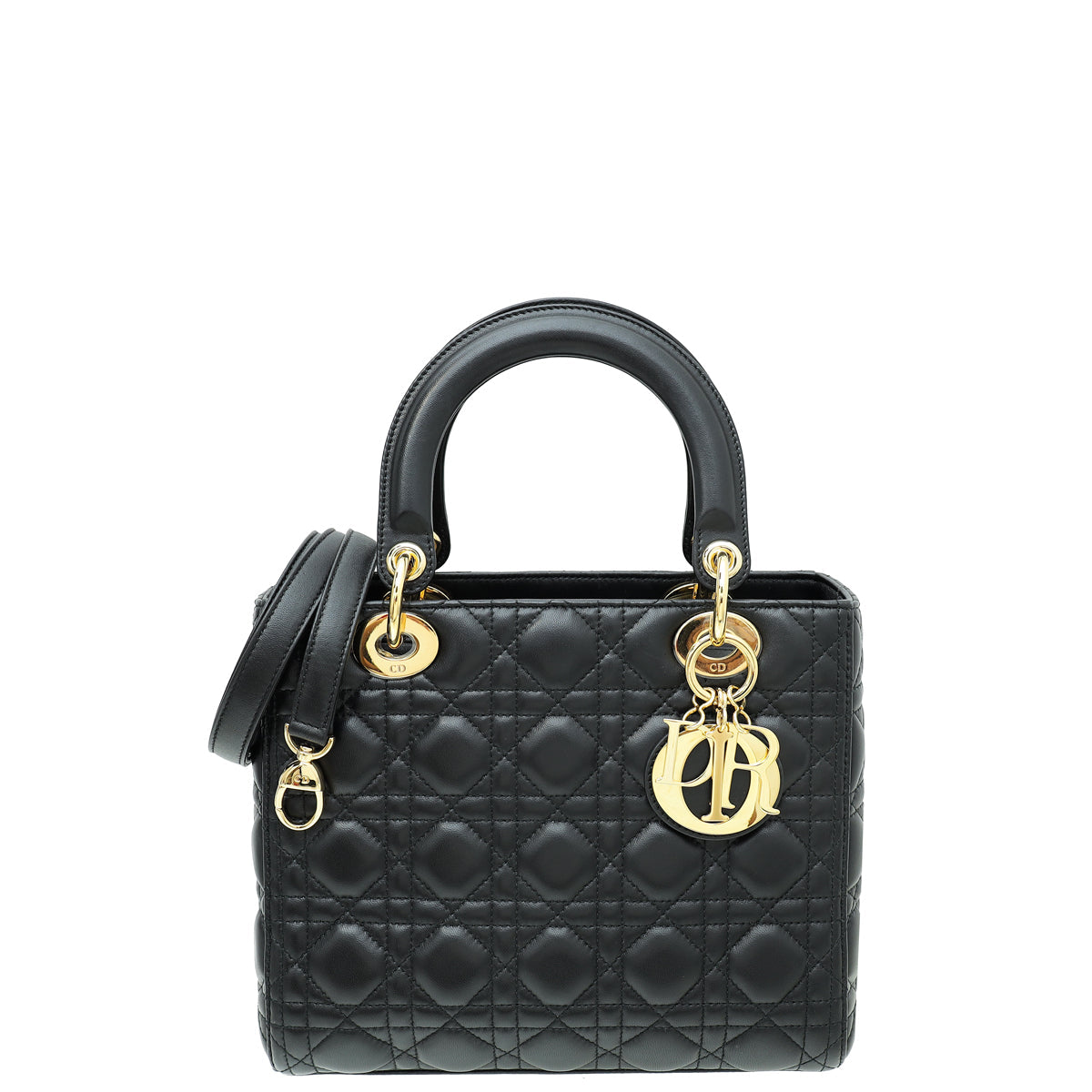 Christian Dior Black Lady Dior Medium Bag