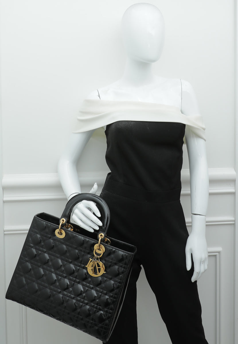 Christian Dior Black Lady Dior Large Bag