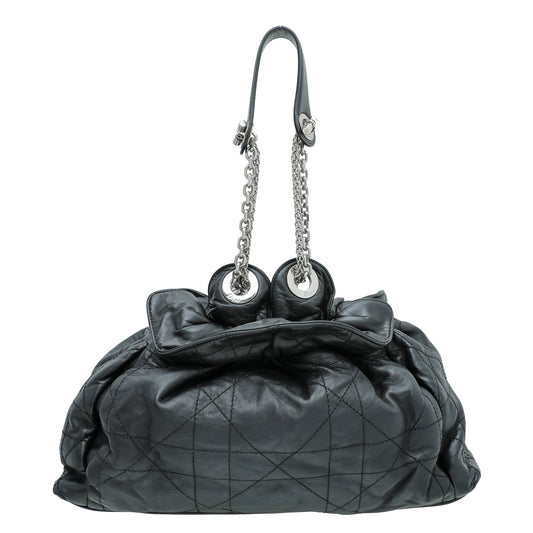 Christian Dior Black Cannage Drawstring Bag