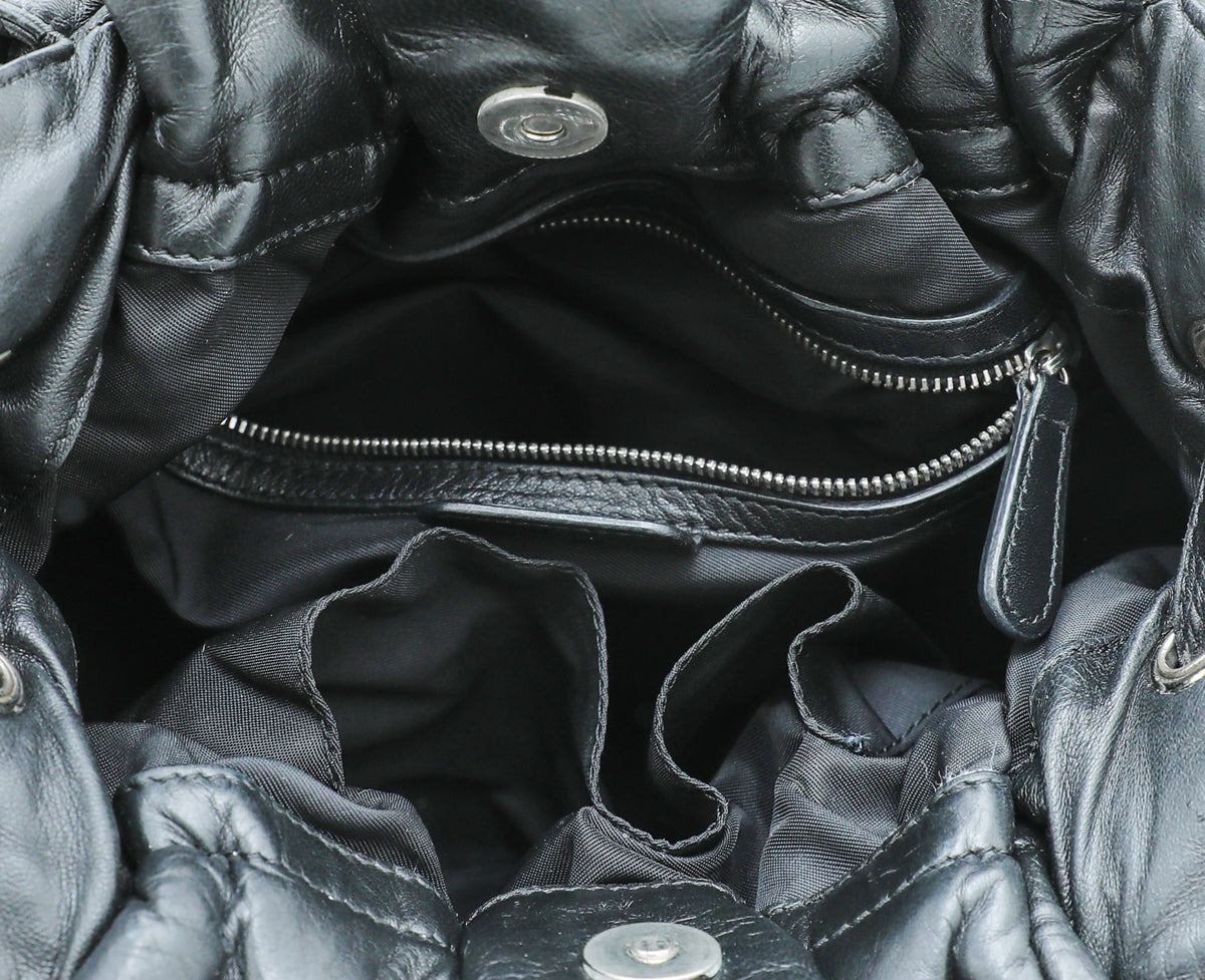 Christian Dior Black Cannage Drawstring Bag