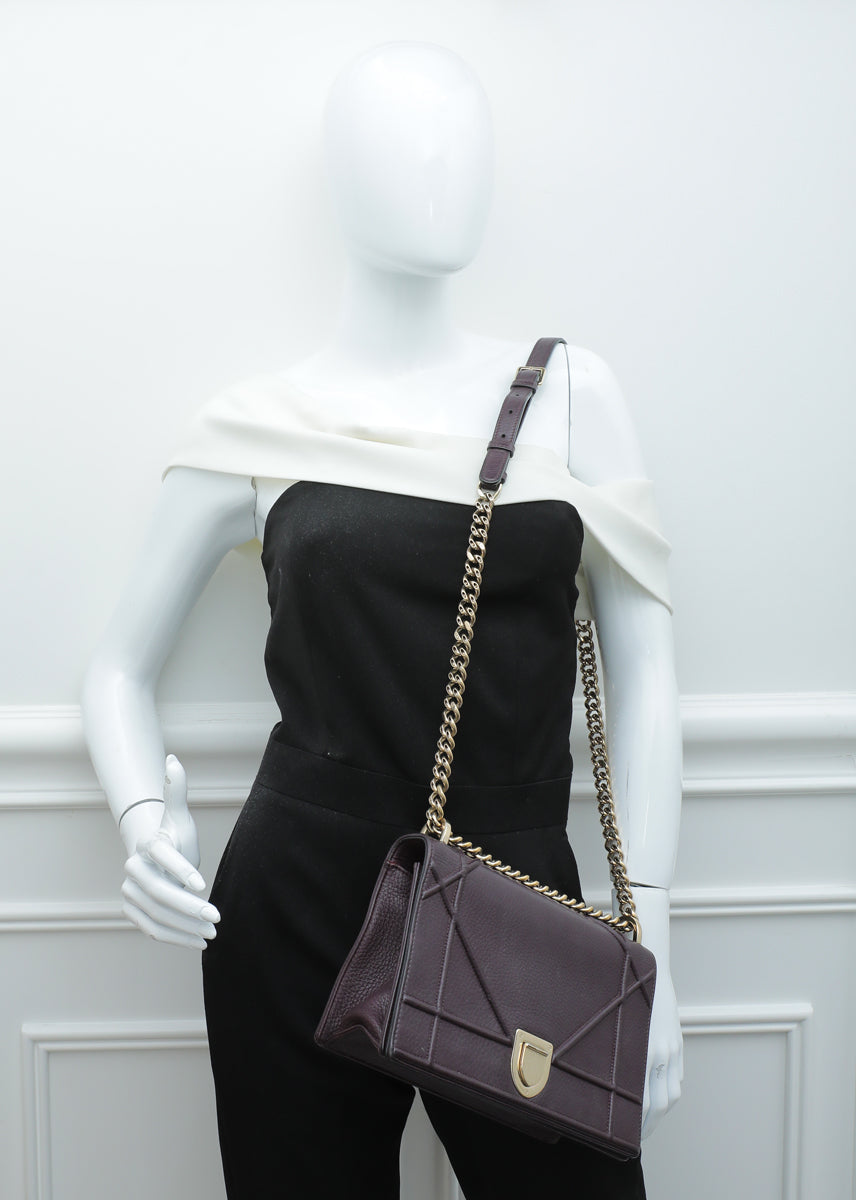 Christian Dior Burgundy Diorama Medium Flap Bag