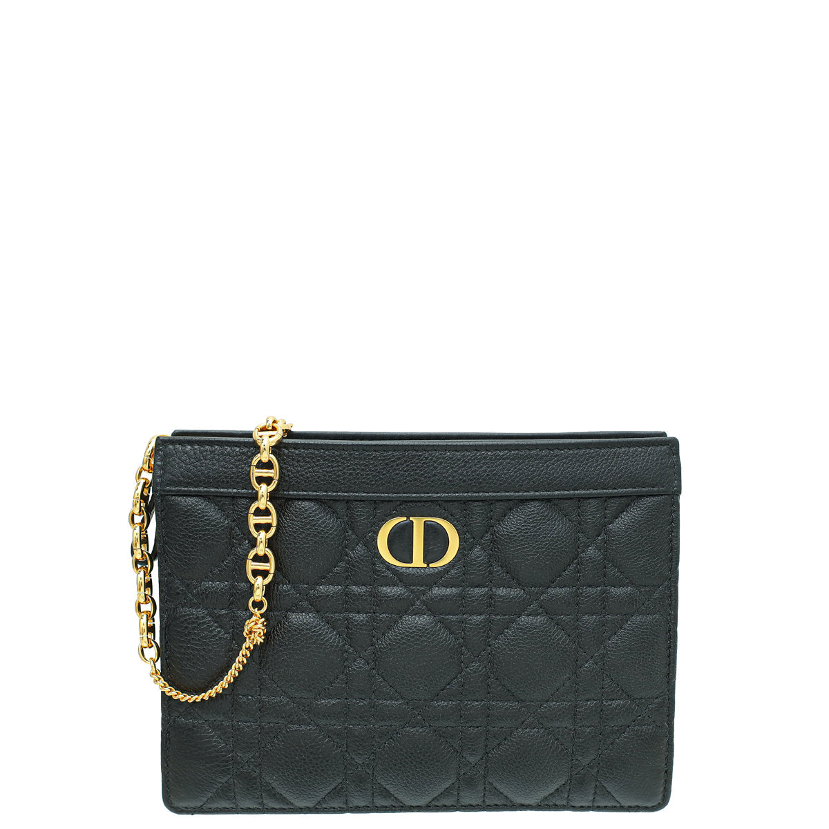 Christian Dior Black Caro Chain Zipped Pouch