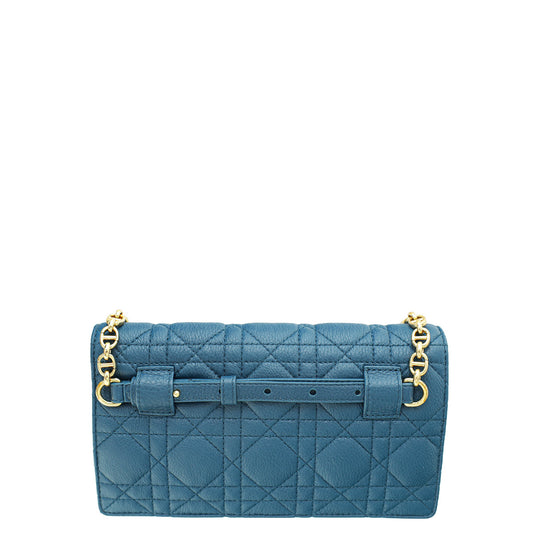 Christian Dior Steel Blue Caro Belt Pouch