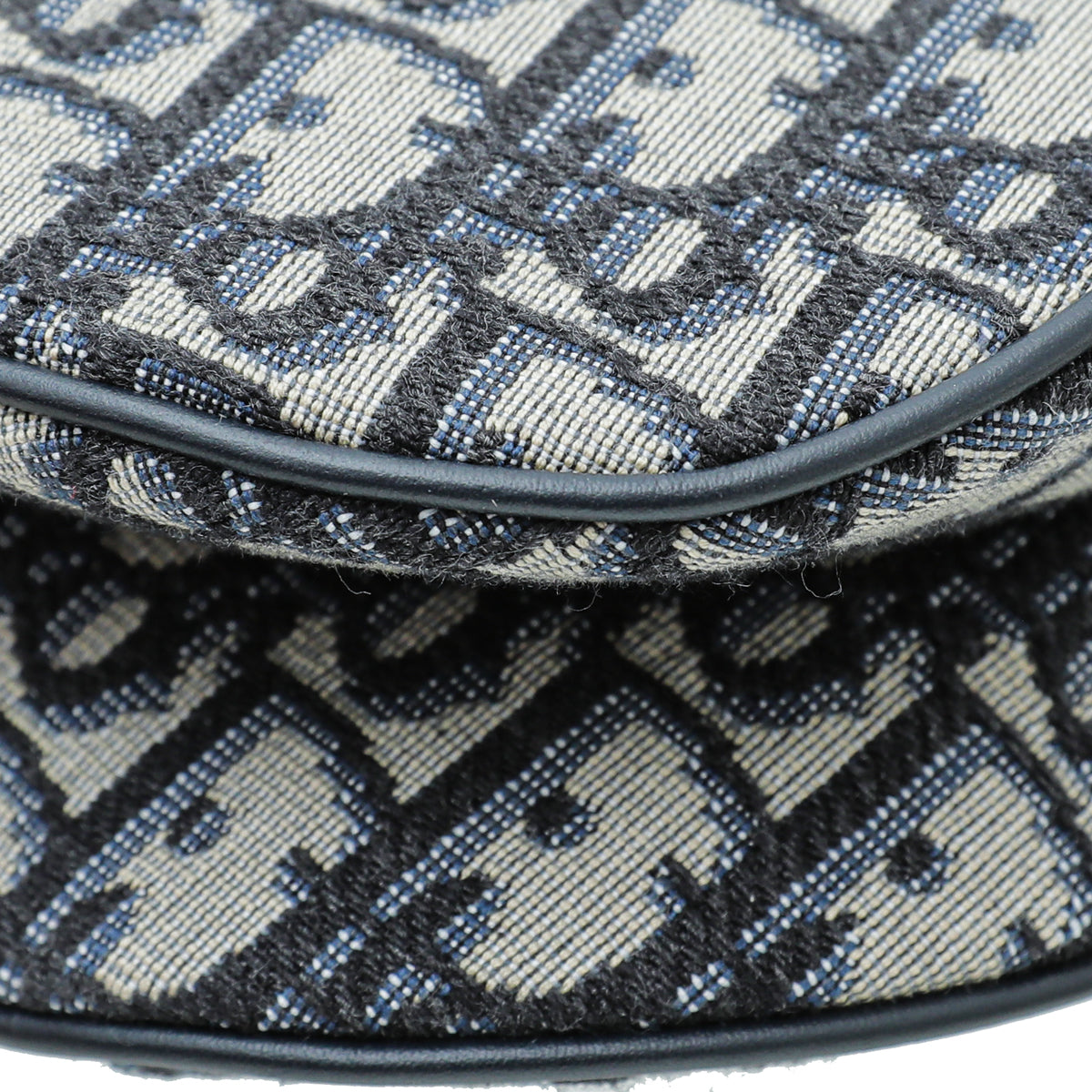 Christian Dior Blue Oblique Jacquard Saddle Bag W/Wide Strap