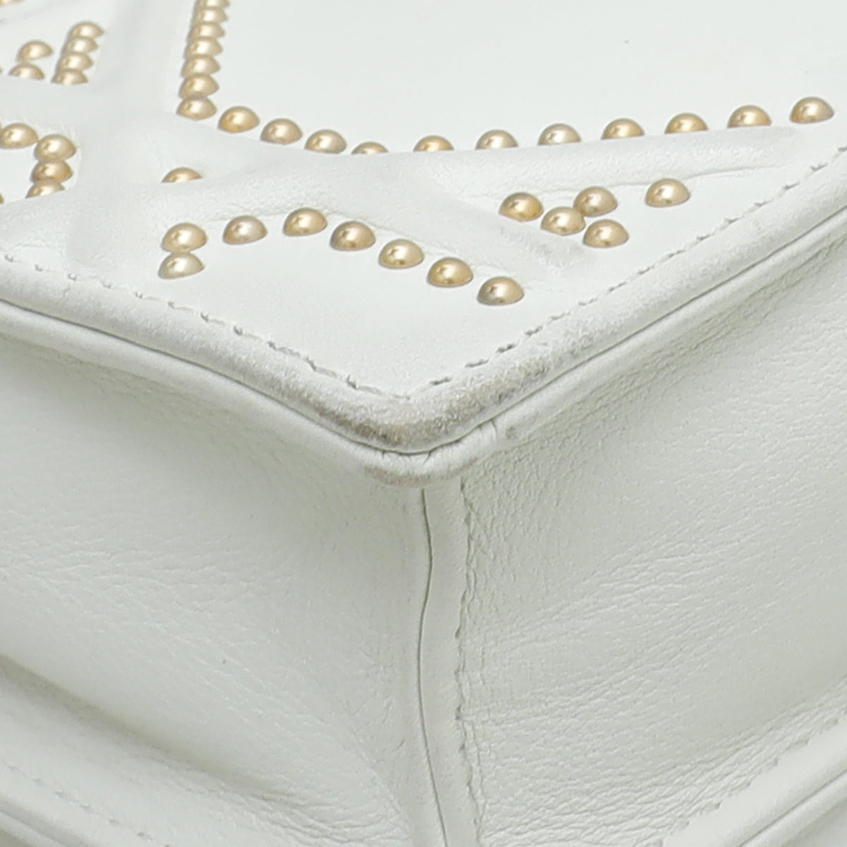 Christian Dior White Diorama Studs Vertical Chain Clutch