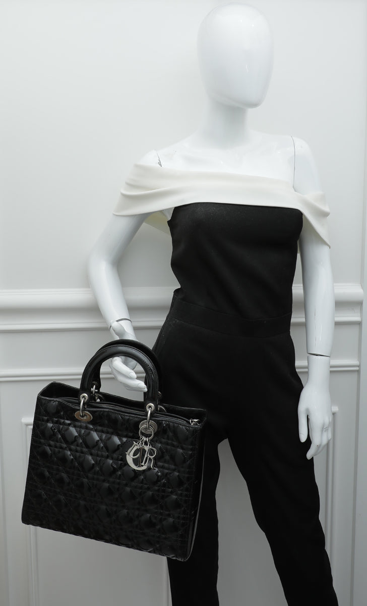 Christian Dior Black Lady Dior Large Bag