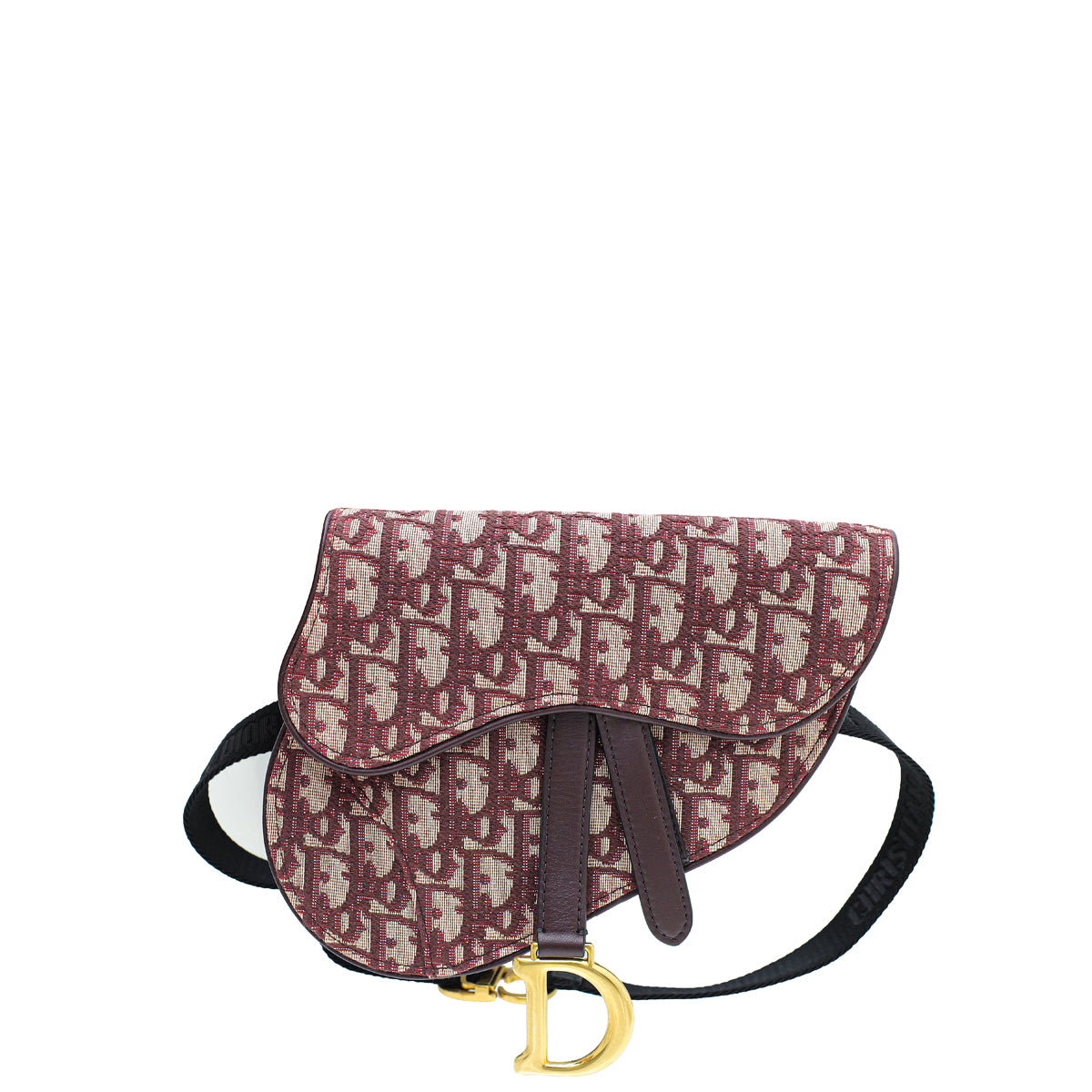 Christian Dior Burgundy Oblique Saddle Belt Bag