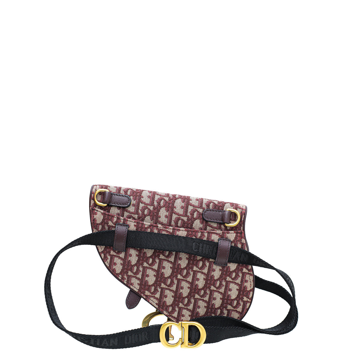 Christian Dior Burgundy Oblique Saddle Belt Bag