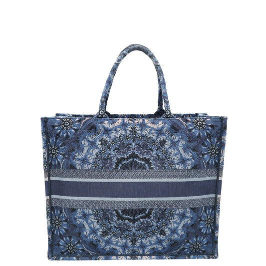 Christian Dior Navy Blue Book Tote KaleiDiorscopic Embroidered Large Bag